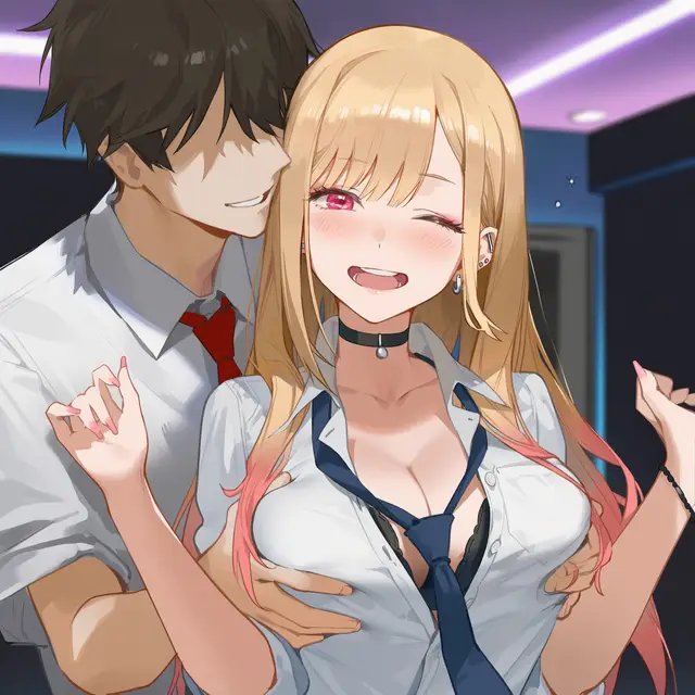 Marin Kitagawa — Sono Bisque Doll Wa Koi O Suru, planche 10. double penetration, drunk, gyaru, schoolgirl uniform, sole female, harem