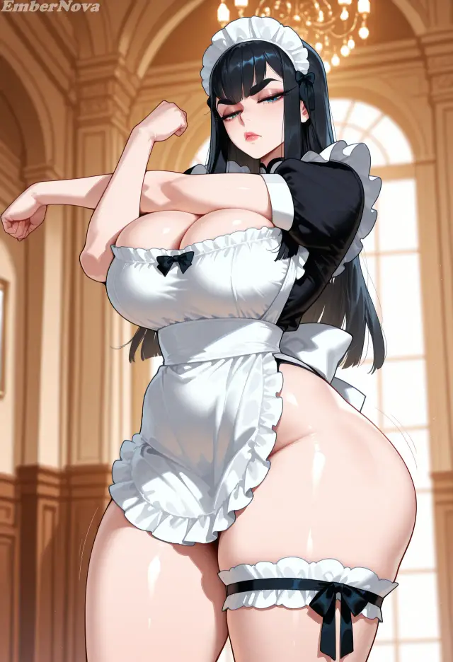Satsuki Kiryuuin — Kill la Kill, planche 28. apron, maid, sole female, very long hair