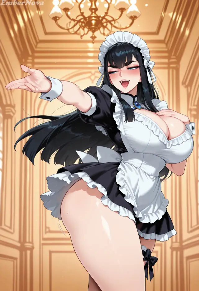 Satsuki Kiryuuin — Kill la Kill, planche 29. apron, maid, sole female, very long hair