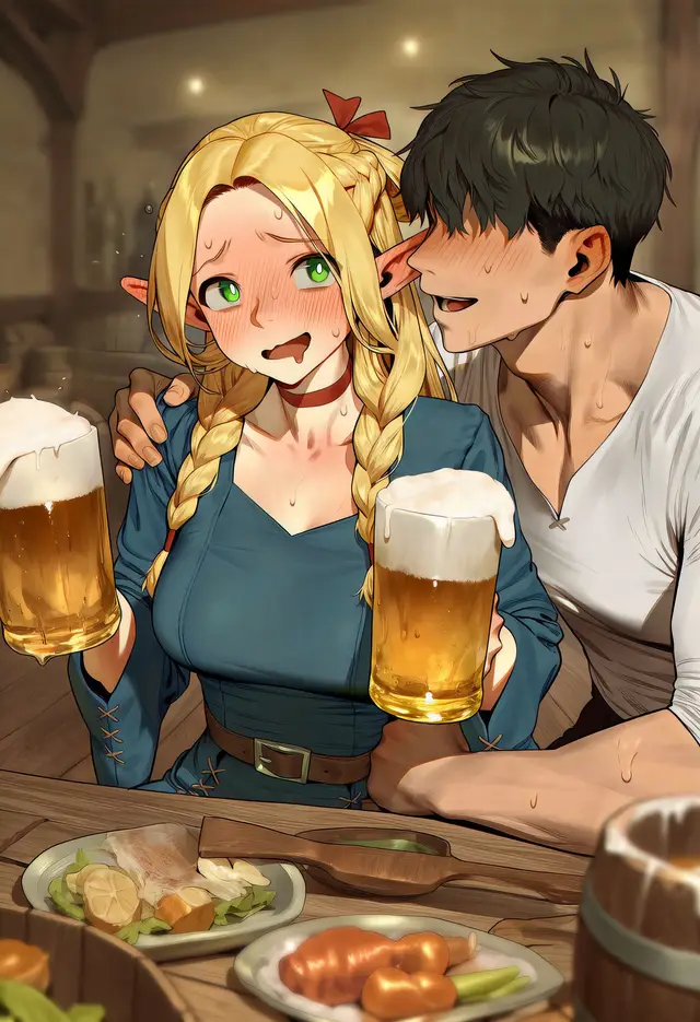 Marcille Donato — Dungeon Meshi, planche 5. ahegao, anal, anal intercourse, blowjob, drunk, elf