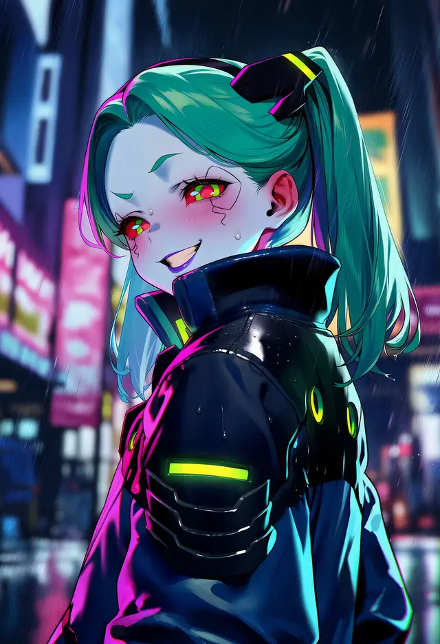David Martinez, Rebecca — Cyberpunk, planche 7. ahegao, anal, anal intercourse, blowjob, dark sclera, nakadashi