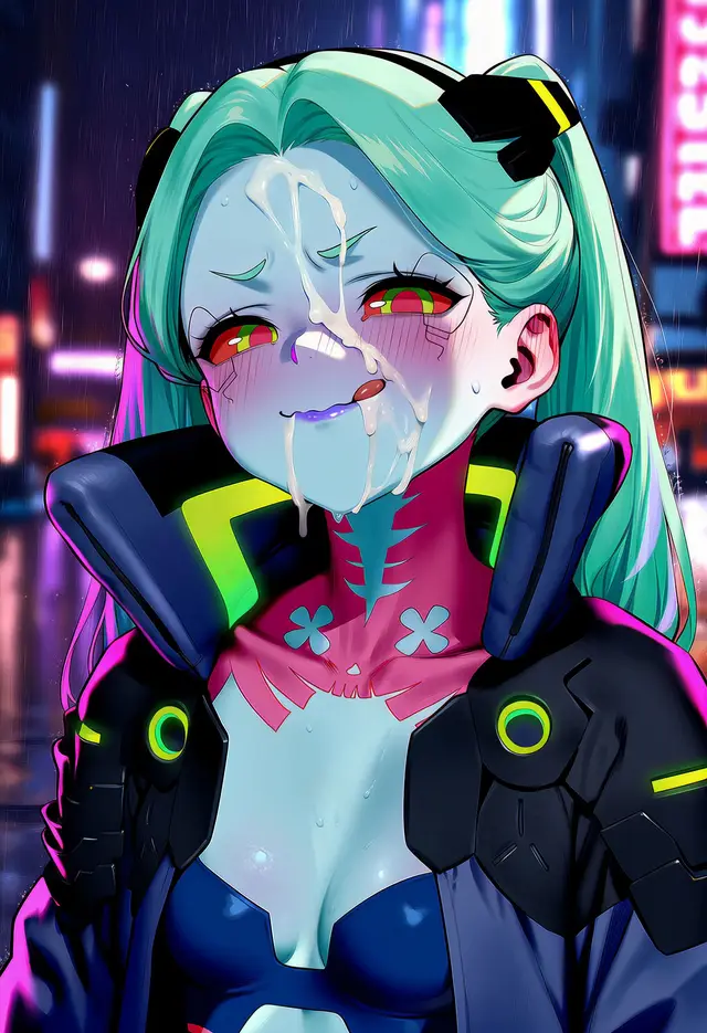 David Martinez, Rebecca — Cyberpunk, planche 30. ahegao, anal, anal intercourse, blowjob, dark sclera, nakadashi