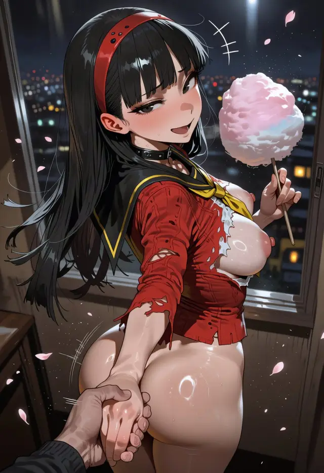Yukiko Amagi — Persona 4, planche 2. At-Sa-Kon13, ahegao, anal, anal intercourse, blindfold, blowjob